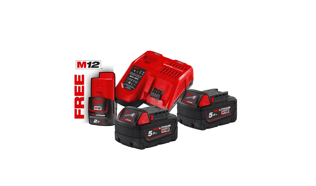 MILWAUKEE Energy Kit M18™ 2 x 5.0 Ah (18V) + 1 x 2 Ah (12V) Extra (4933459217)